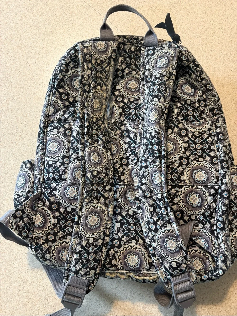 Vera Bradley Black and Gray Quilted Medallion Backpack